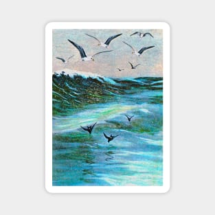 white gulls with swallows Magnet