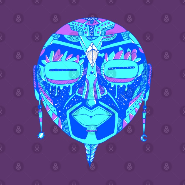 Blue African Mask 2 by kenallouis