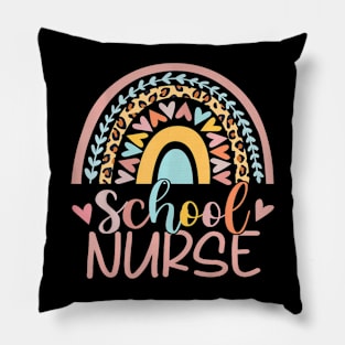 Cute Rainbow Leopard Print School Nurse Back To School Pillow