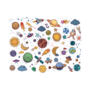 Solar System, Galaxy, Planet, Aliens, Vintage T-Shirt