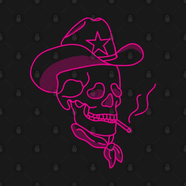 Hot Pink Western Cowboy Hat Skull Smoking by YourGoods