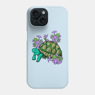 Smiling Turtle with Purple Flowers Phone Case