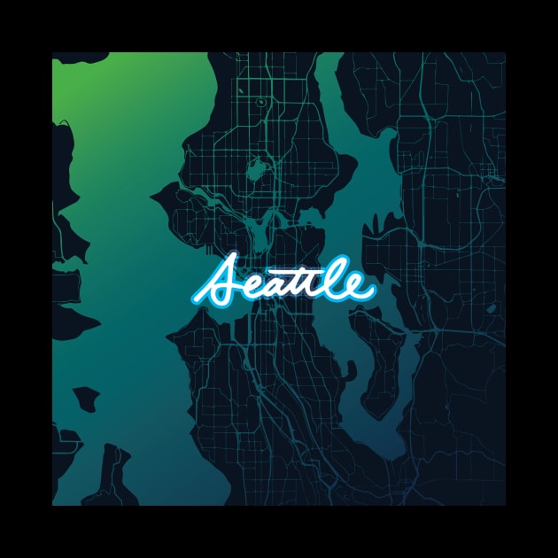 Seattle Map Gradient Cursive by polliadesign