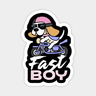 Fast Beagle Boy Funny Dog Owner Retro Funny Dog Magnet