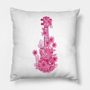 Floral ukulele - colorful Pillow