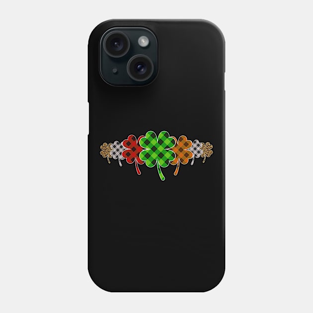 Buffalo Plaid Shamrock St Patricks Day Leopard Shamrock Phone Case by 2blackcherries