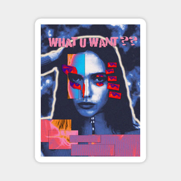 What u want? design colorblock Magnet by Ryutomo