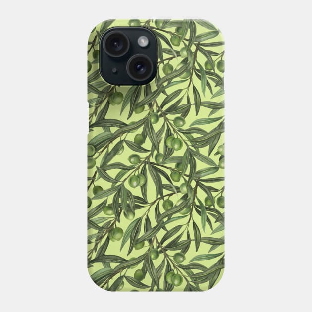 Olive branches on honeydew green Phone Case by katerinamk