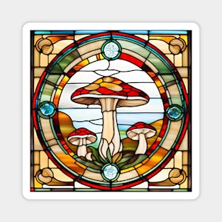 Cream Mushroom Trio Stained Glass Magnet