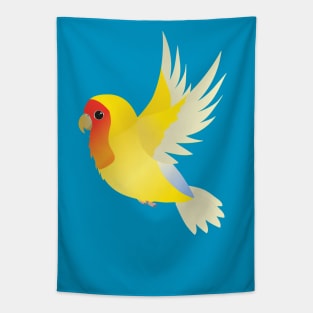 Flying yellow peach faced lovebird Tapestry