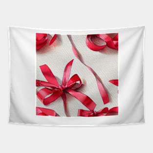 Watercolor red bow red ribbon Tapestry