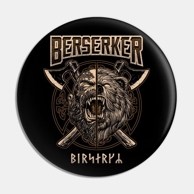 Berserker Norse Viking Pagan Bear Warrior Pin by Blue Pagan