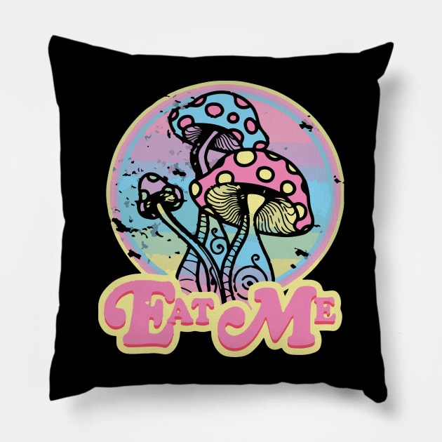 Eat Me Mushroom Pillow by irvtolles