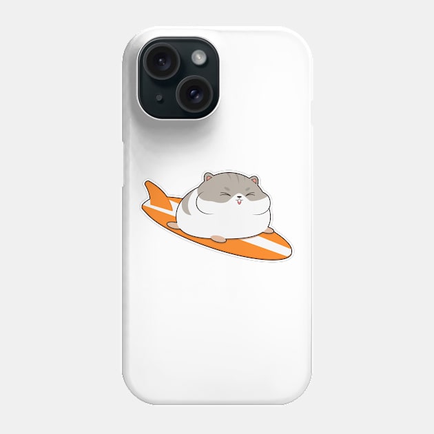 Hamster as Surfer with Surfboard Phone Case by Markus Schnabel