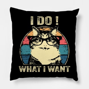 Funny Cat I DO WHAT I WANT Cat Lovers Vintage Pillow