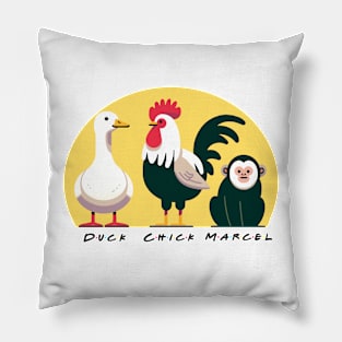 Friends - Marcel, The Chick, The Duck - Version 2 with text Pillow