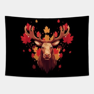 Moose with Maple leafs Canada Tapestry