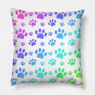 Rainbow Paw Pattern Pillow