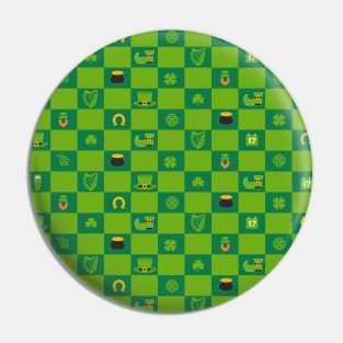 St Patrick's Day Checkered Pattern Pin