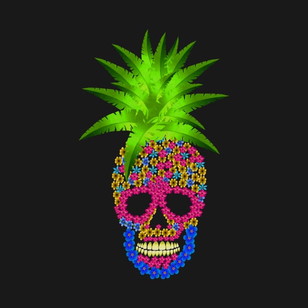 Pineapple, Skull Floral Tropical by dukito