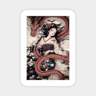 Geisha and Dragon 7913 Magnet