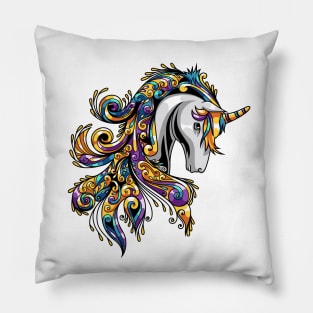 Unicorn Ornament Illustration Pillow