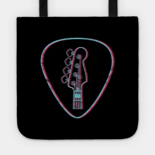 3D Bass Guitar Headstock Guitar Pick Dark Theme Tote