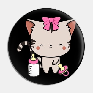 Cute Tabby Cat is a baby - girl Pin