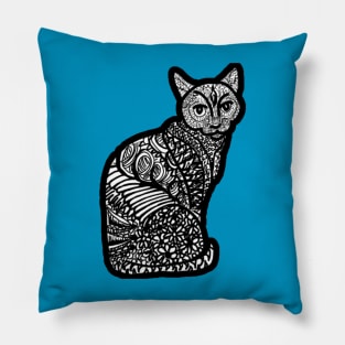 Beautiful Cat - zen doodle style Pillow