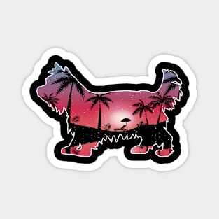 Yorkie Beautiful Sunset Beach Palm Tree Magnet