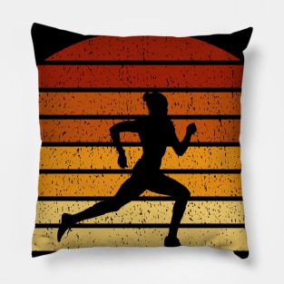 Vintage Sunset Running Gift For Runners Pillow