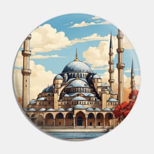 The Blue Mosque Turkey Vintage Retro Travel Tourism Pin