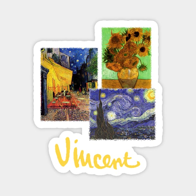 3 Famous Vincent van Gogh Paintings Magnet by MasterpieceCafe