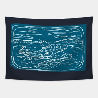 Fantasy Floatplane in Blue Tapestry