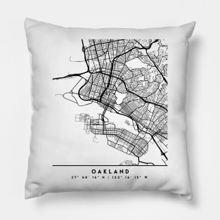 OAKLAND CALIFORNIA BLACK CITY STREET MAP ART Pillow