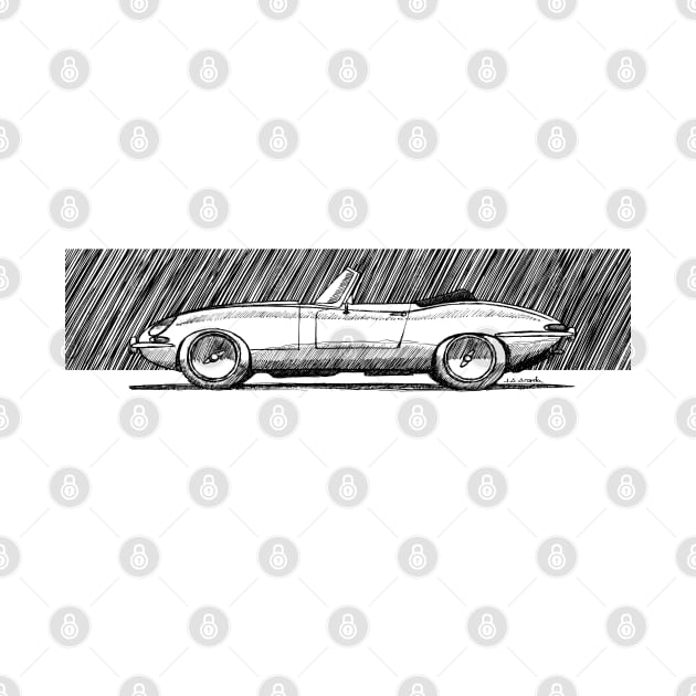 Sketchy drawing of the wonderful british classic roadster by jaagdesign