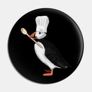 Puffin Chef Bird Illustration Pin