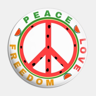 Watermelon Freedom-Peace Sign Pin