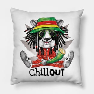 Rasta Groove: Panda with Dreads and a Joint Pillow