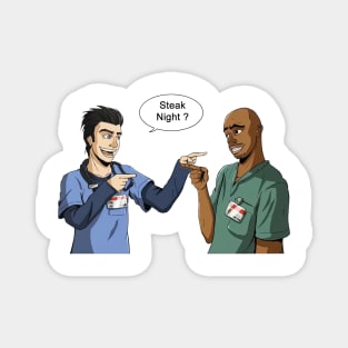 Steak Night of JD and Turk Scrubs Magnet