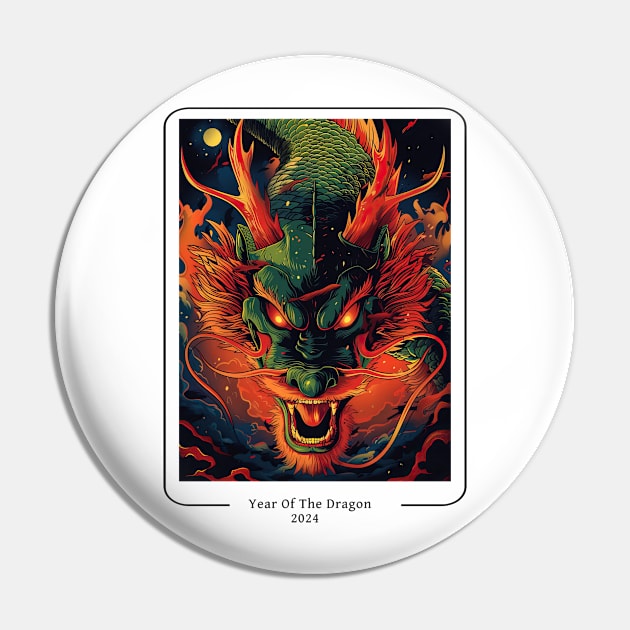 Lunar Year Of The Dragon 2024 Pin by RosaliArt