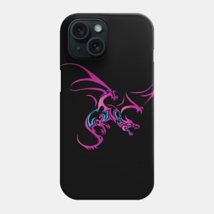 Flying Dragon in Tattoo/Tribal Style, Pink Phone Case