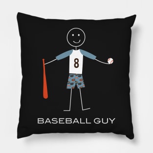 Funny Mens Baseball Player Illustration Pillow