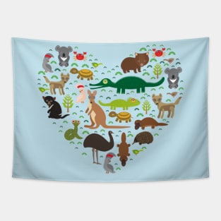 Australian Animals Heart Tapestry