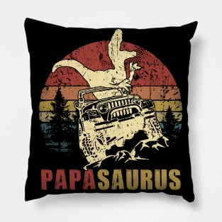 Vintage Jeep T-Shirt PapaSaurus Jeep Dad Gift Pillow