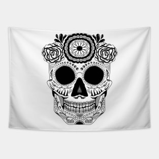 Black and White Sugar Skull Tapestry