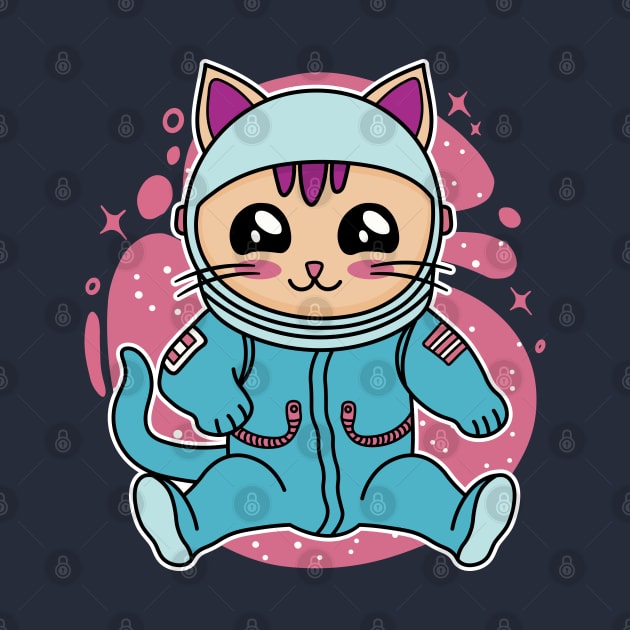 Astronaut Cat Kawaii Anime Kitten Wearing Space Suit by Cuteness Klub