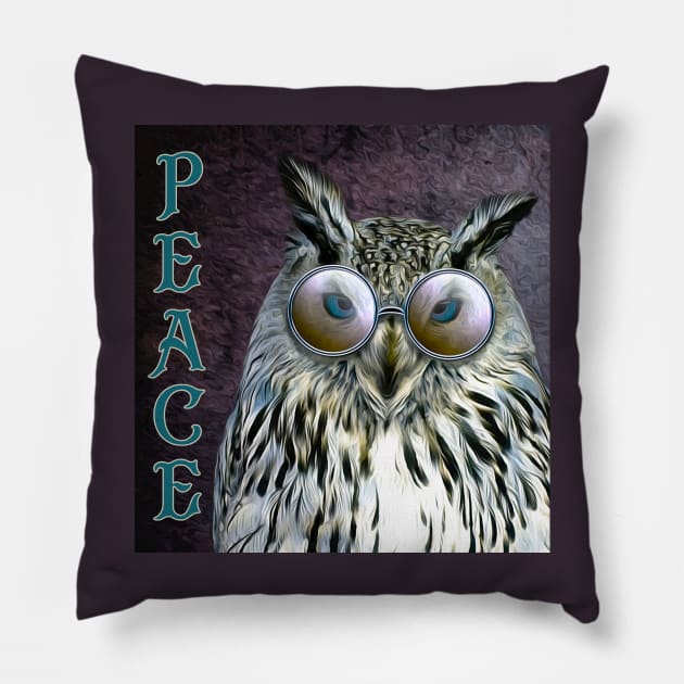 Hippie Owl Mug,coffee mug,t-shirt,sticker,tote,bag,apparel,magnet,pin,hoodie,pillow Pillow by All Thumbs