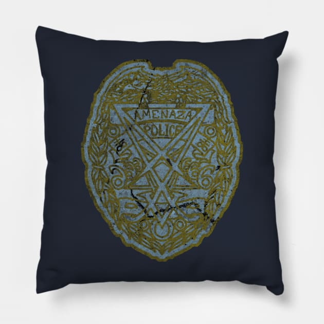 amenaza badge Pillow by Pages Ov Gore