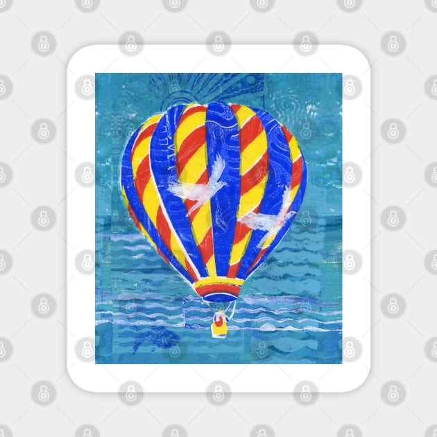 Hot Air Balloon with White  Birds 2 Magnet by Heatherian